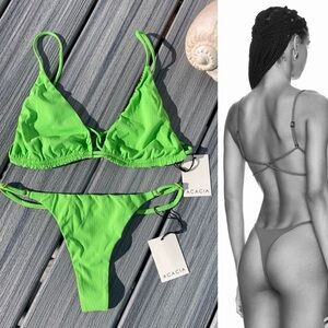 ACACIA Neon Set - Gigi Triangle Bikini Top & Ralphy Bottom in Matcha Ribbed L/S